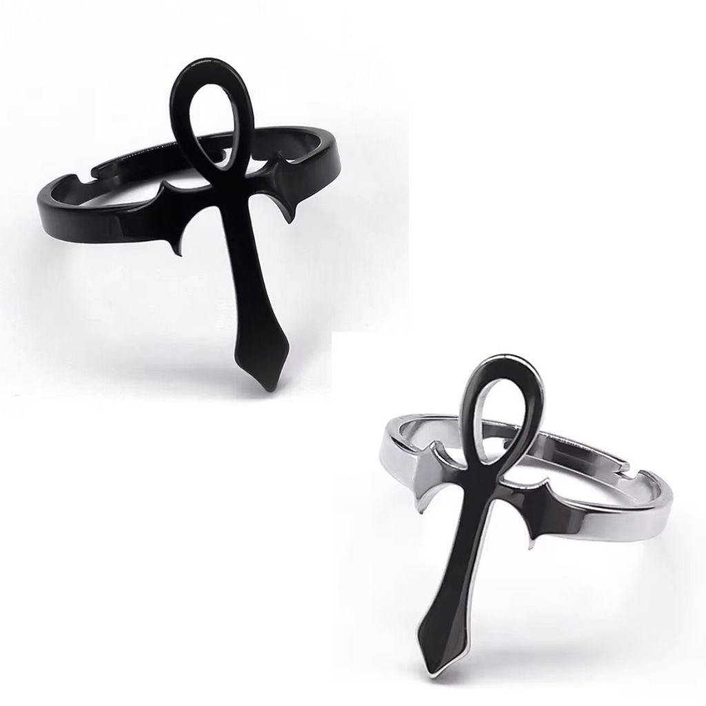 Egyptian Ankh Stainless Steel Expandable Ring