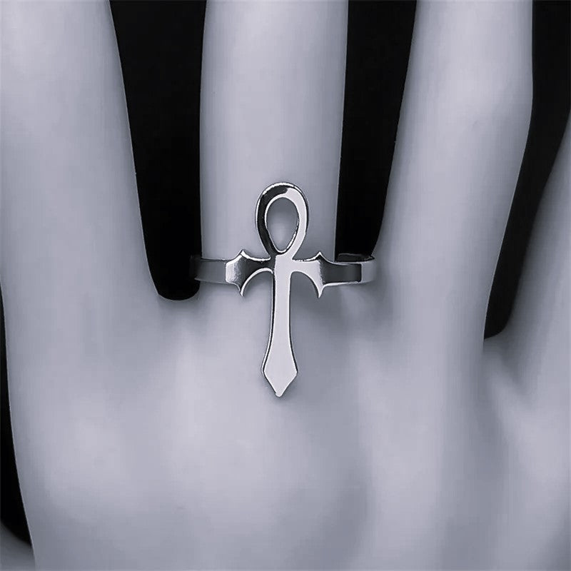 Egyptian Ankh Stainless Steel Expandable Ring