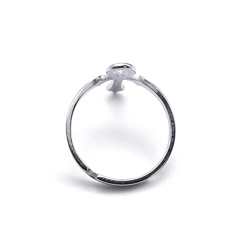 Egyptian Ankh Stainless Steel Expandable Ring