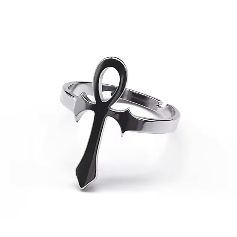 Egyptian Ankh Stainless Steel Expandable Ring