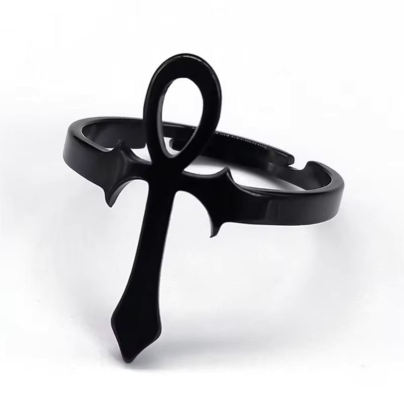 Egyptian Ankh Stainless Steel Expandable Ring